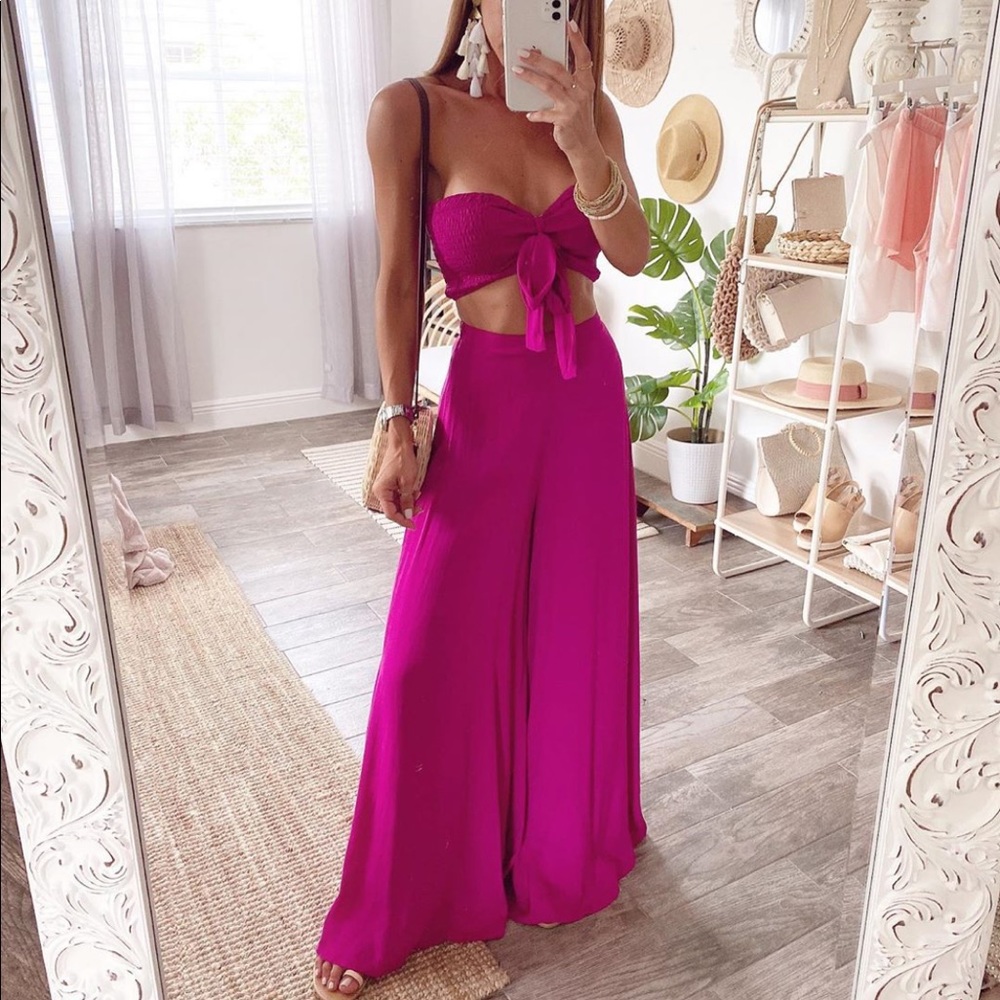 Two piece pink flowy set